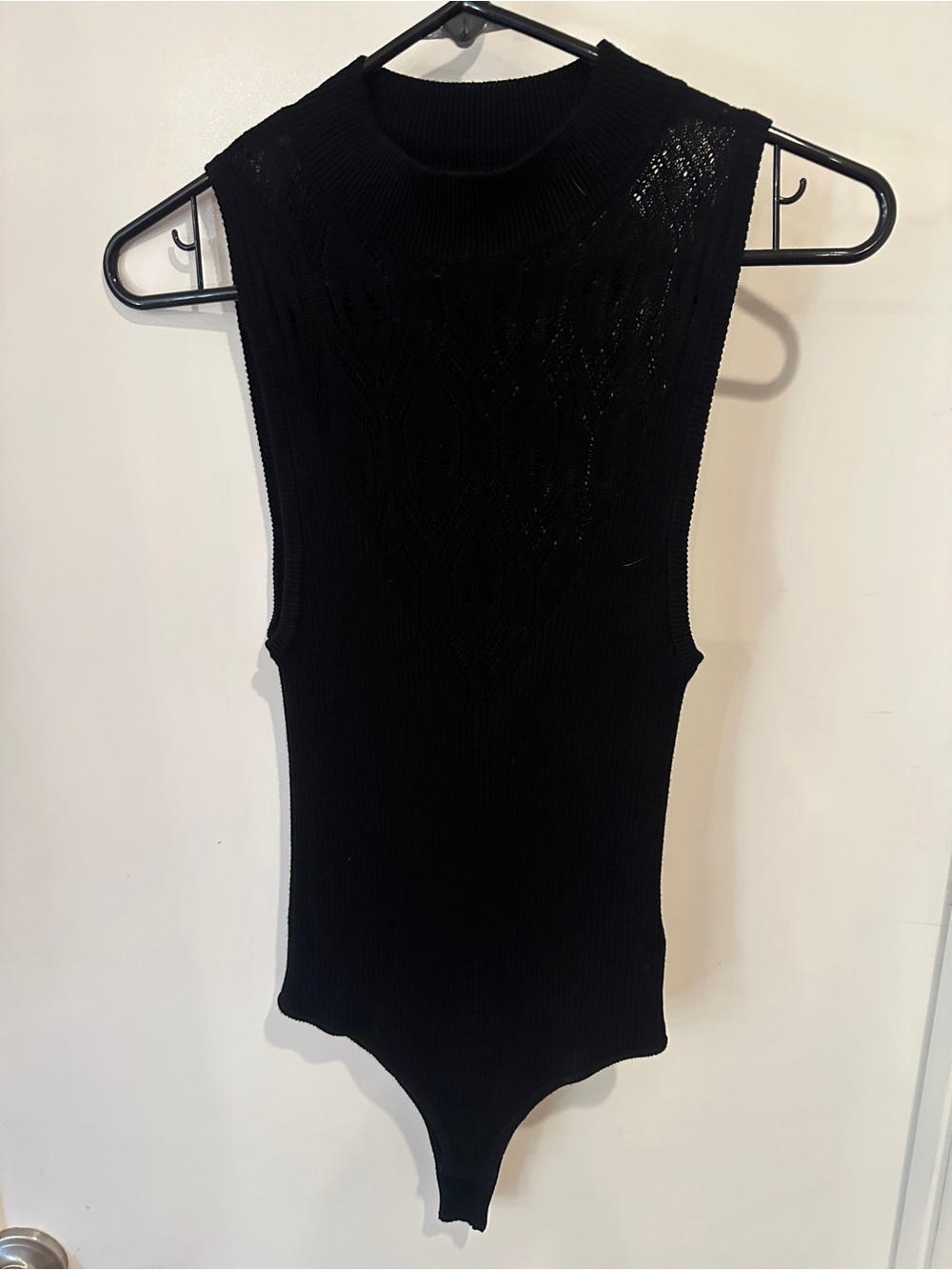 Free People Black Ribbed Sleeveless Mock Neck Kids One-Piece Bodysuit